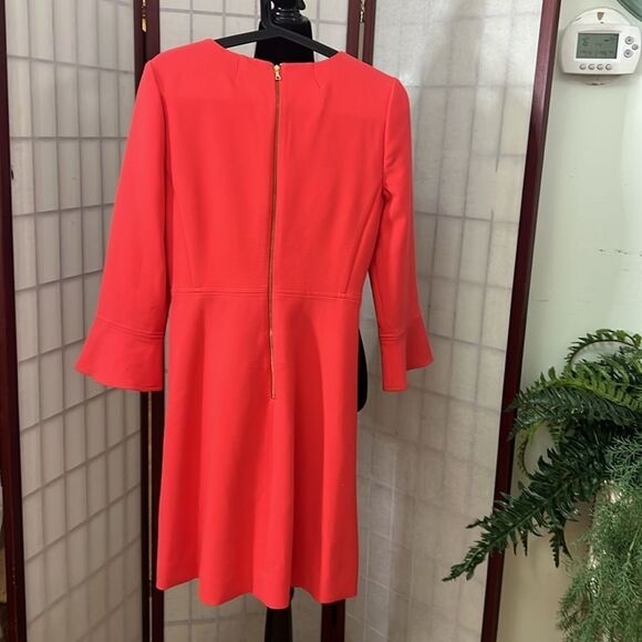 J.CREW‎ BELL SLEEVE PAPAYA CREPE DRESS SIZE 4 - Picture 3 of 11